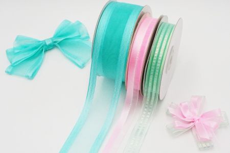 Tiffany Blue Sheer Organza Ribbon Set - Tiffany Blue Color Sheer Organza Ribbon Set